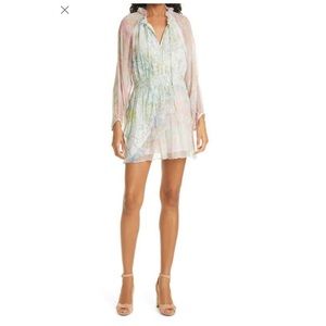 LoveShackFancy Glass Floral Print Long Sleeve Minidress